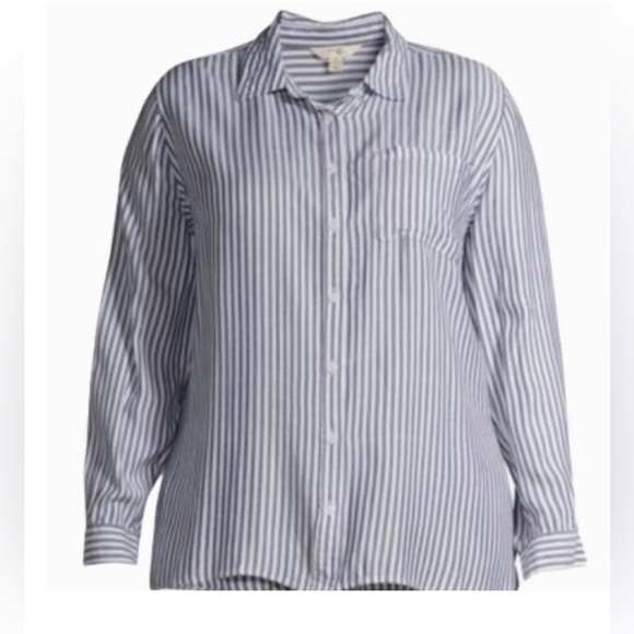 NWT Terra Sky STRIPED BUTTON FRONT SHIRT 2X - Picture 1 of 8